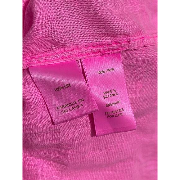 Lilly Pulitzer Sleeveless Pink Blouse Small Ruffled 100% Linen Button-Down - Picture 6 of 8